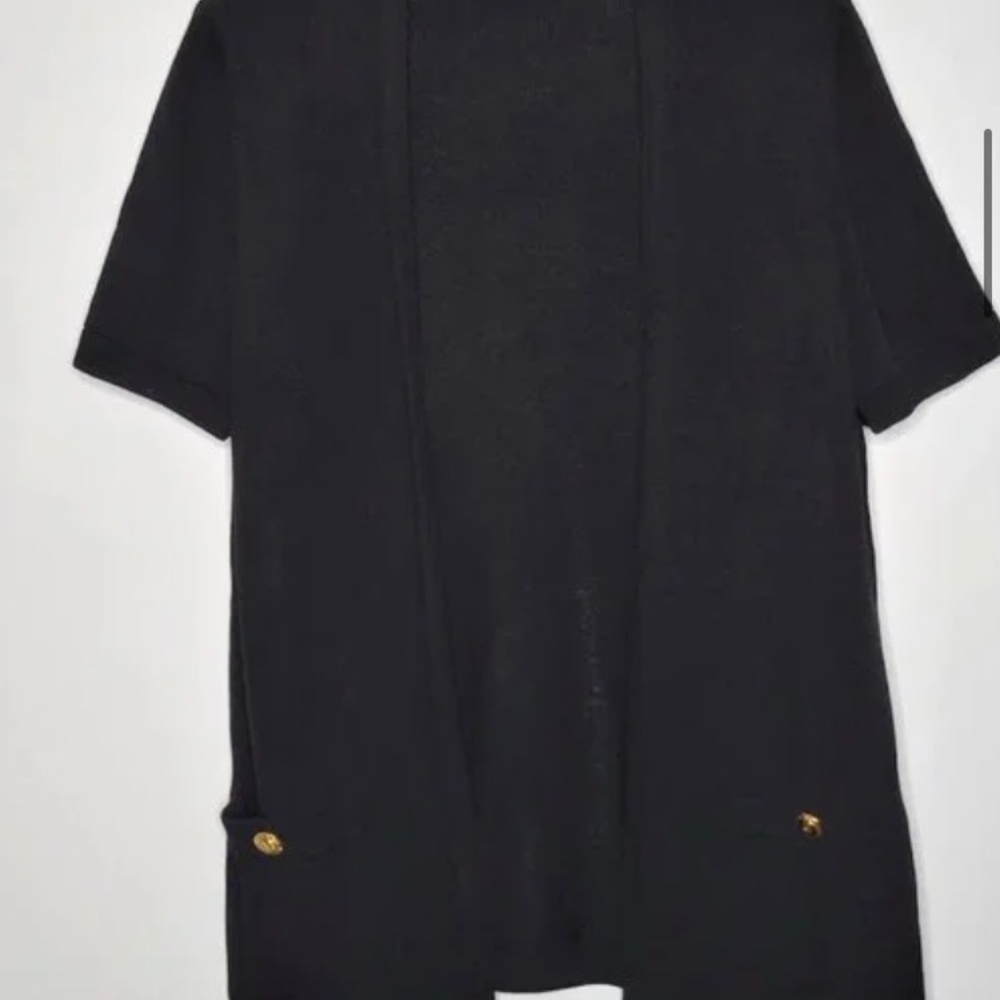 St. John Basics Santana Knit Open Front Short Sleeve Cardigan